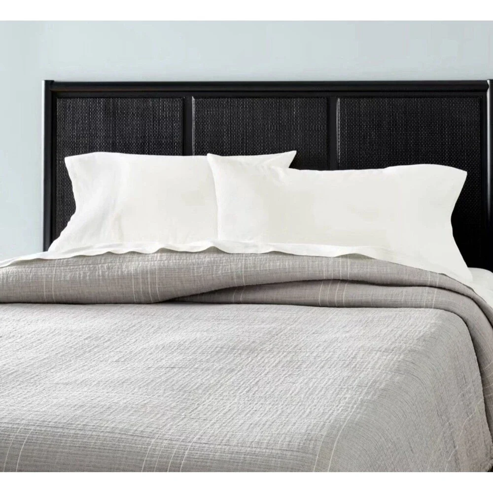 Full/Queen Microstripe Matelassé Coverlet Jet Gray - Hearth & Hand with Magnolia